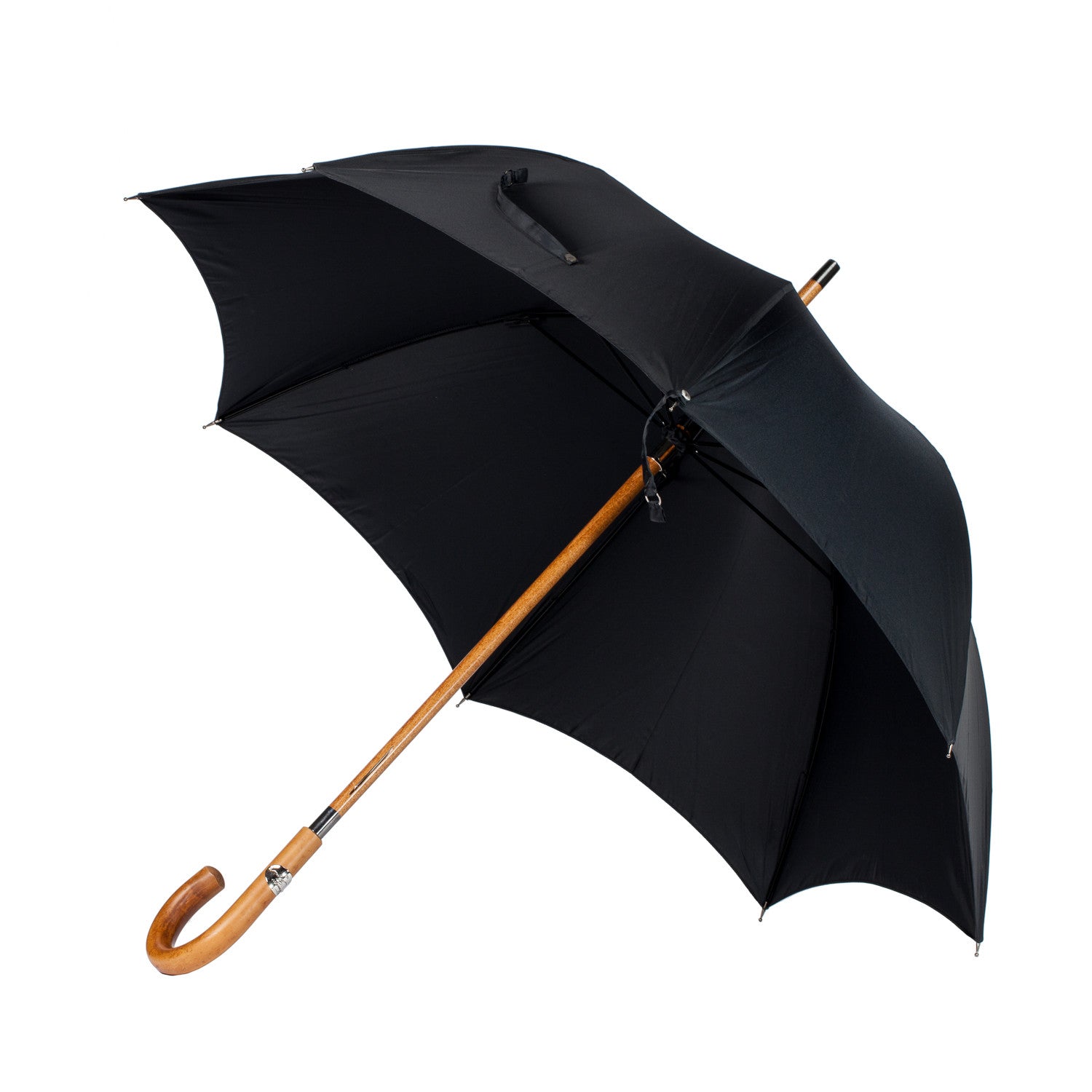 Black Umbrella "Traveller" with Wooden Handle